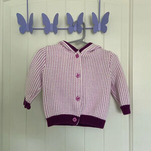 EUC | Gymboree baby girl’s knit button‎ up hooded sweater — 6-12 months